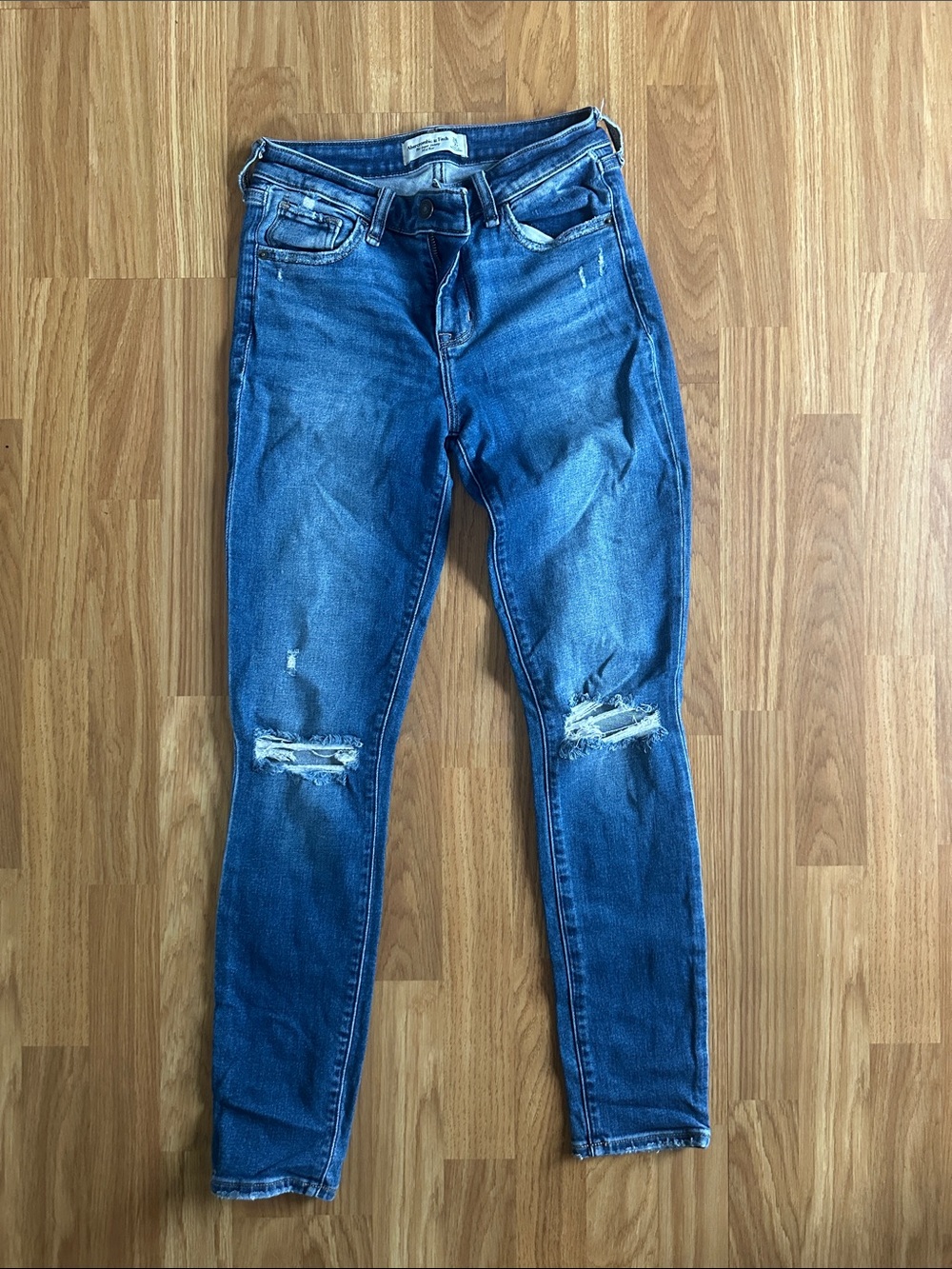 Abercrombie & Fitch Blue Ripped Skinny Jeans